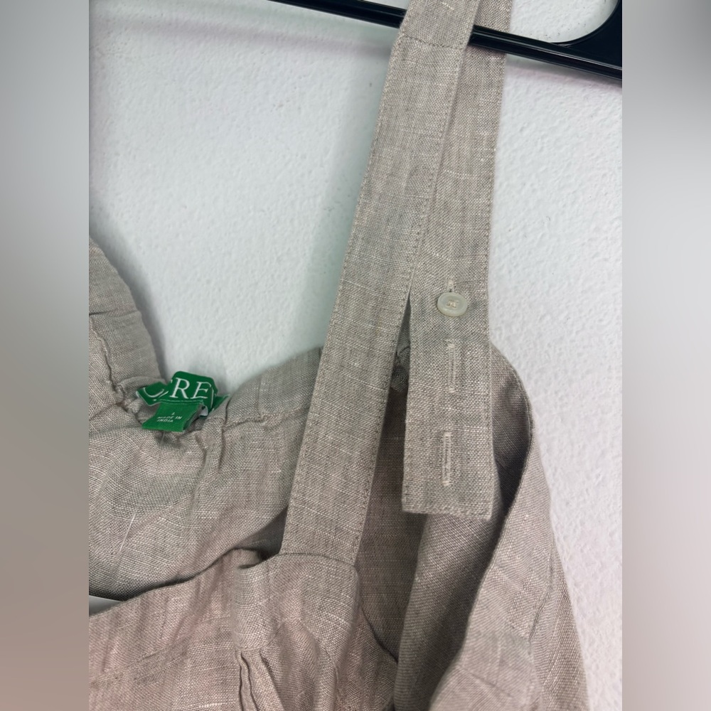 J. CREW NWT BEIGE 100% LINEN BUTTON STRAP CAMI BLOUSE SZ LARGE - Picture 7 of 9